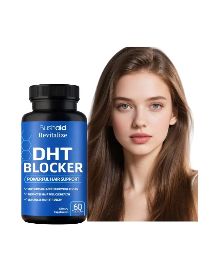 بوشيد Bushaid DHT Blocker - كبسولات مغذية مضادة لتساقط الشعر 60 كبسولة (تخفف من رقق الشعر، تقوي جذور الشعر) - Image 1